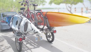 Rack And Roll Trailer Loaded With Bikes and Kayaks